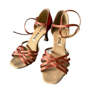 RAY ROSE Sexy Latin Salsa Chacha Ballroom Shoes Women DarkTan Size 5(UK) Heel 3"